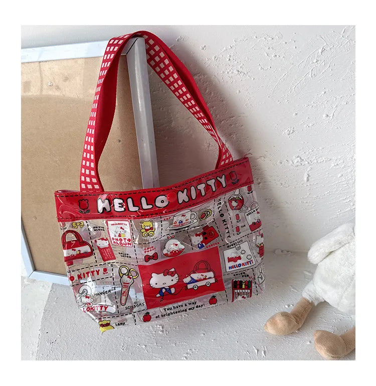 Girl Cat PVC Handbag Adorable Cute Clear Waterproof Large Capacity Swimming Bag