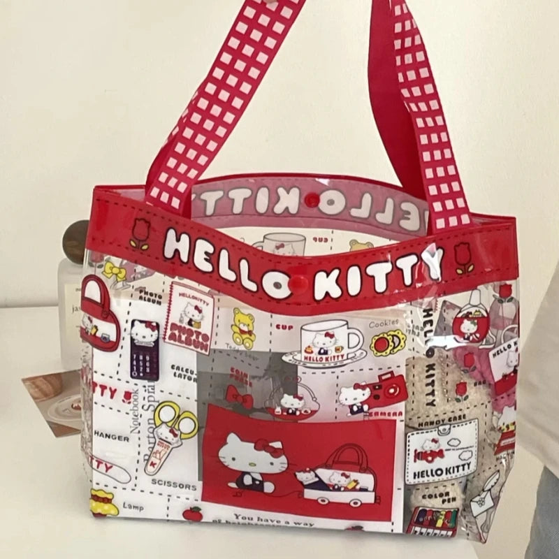 Girl Cat PVC Handbag Adorable Cute Clear Waterproof Large Capacity Swimming Bag