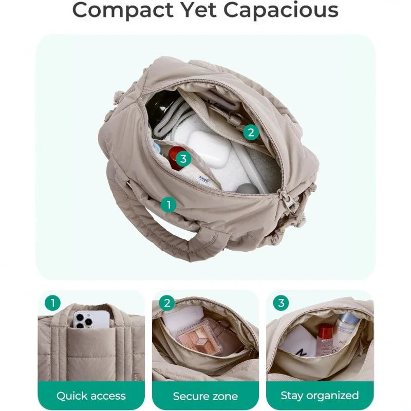 2025 New Fashion Crossbody Down Bag for Women Large Capacity Casual Shoulder Bags Multifunctional Lady Handbag Sport Travel Bag