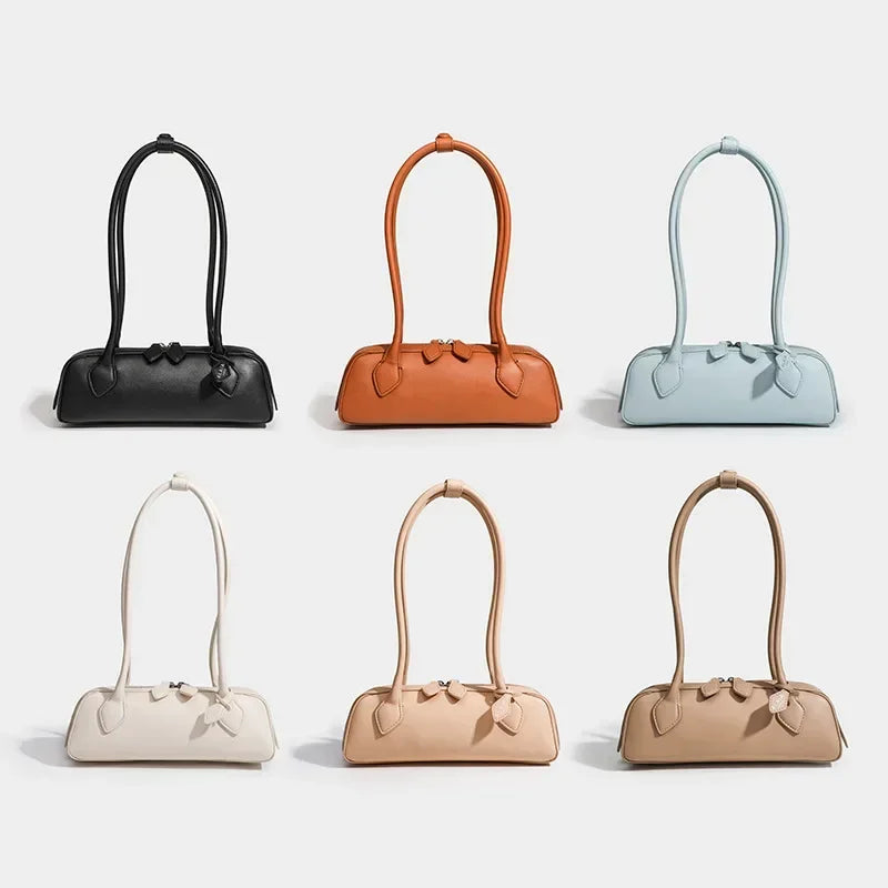 French Designer Sausage Bag Vintage Underarm Bag Genuine Leather Women's Handbag Casual Commuting Versatile Single Shoulder Bags
