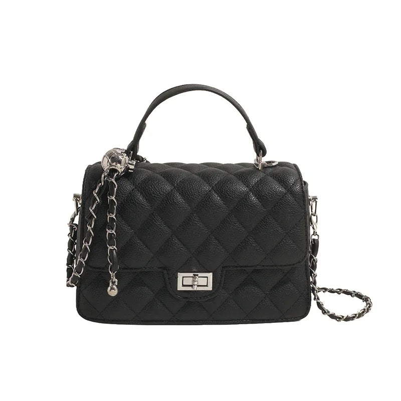 Small Square Lattice Chain Crossbody Bag Women's Shoulder Handbag Simple Handheld Underarm Bag Hot Sale Of The Season New Versat